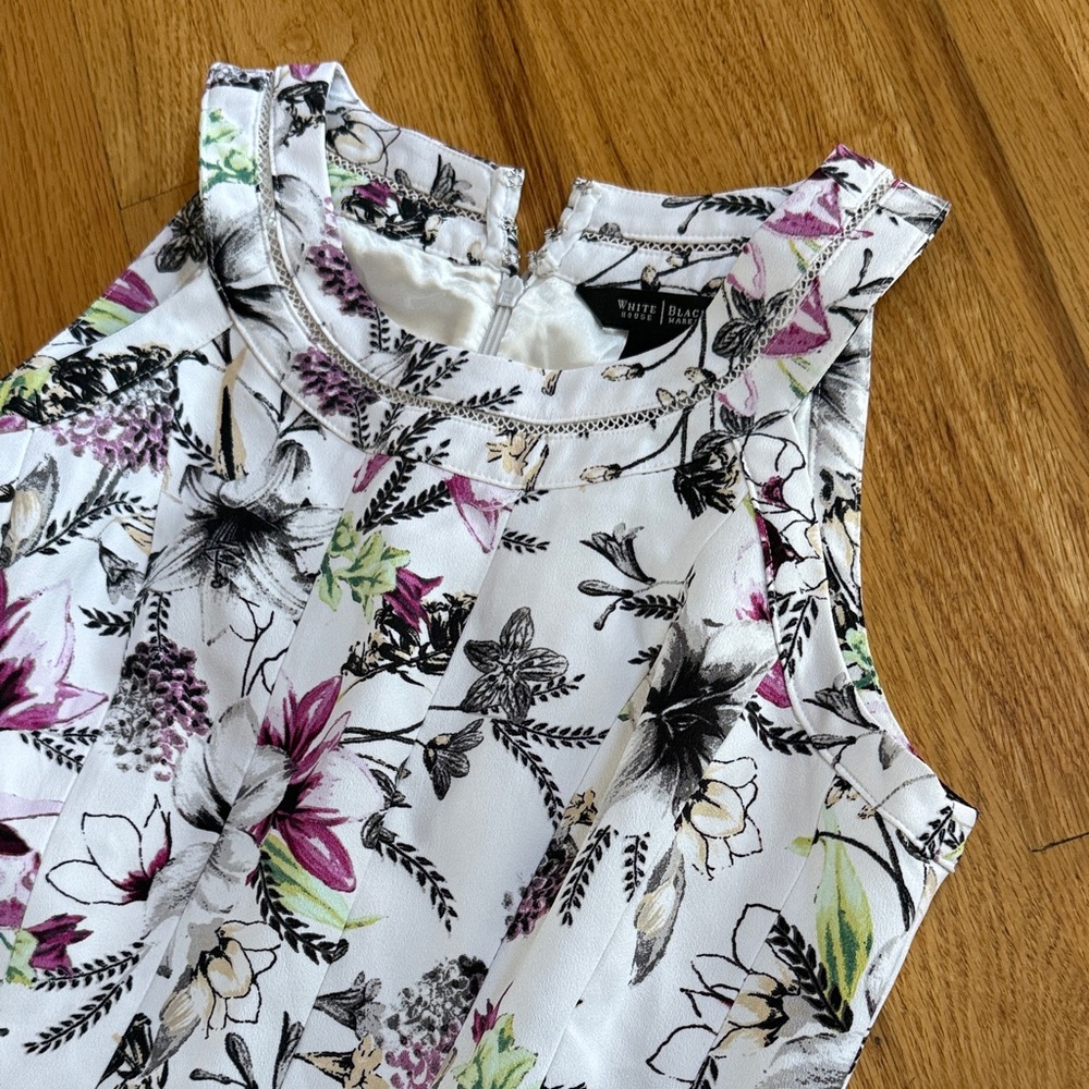 WHBM Dress Halter Floral Print Sleeveless Lined, Size 4